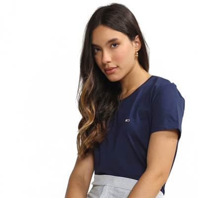 Blusa Tommy Jeans Logo Bordado Azul-Marinho